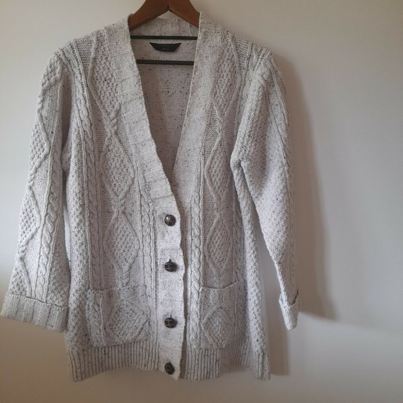 Cosy Cable Knit Bone Cream Black Fleck Cardi Cardigan - Picture 4 of 5